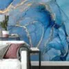 Exquisite Luxury Blue Marble Effect Wallpaper for a Sophisticated and Elegant Home Decor