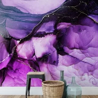 Ethereal and Enchanting Shades of Purple Alcohol Ink Art Wallpaper for a Mesmerizing and Artistic Home Ambience