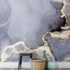 Sophisticated Grey and Gold Ink Art Wallpaper for an Elegant and Luxurious Home Ambiance