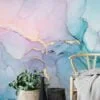 Dreamy and Serene Colorful Pastel Ink Art Wallpaper for a Whimsical and Calming Home Decor