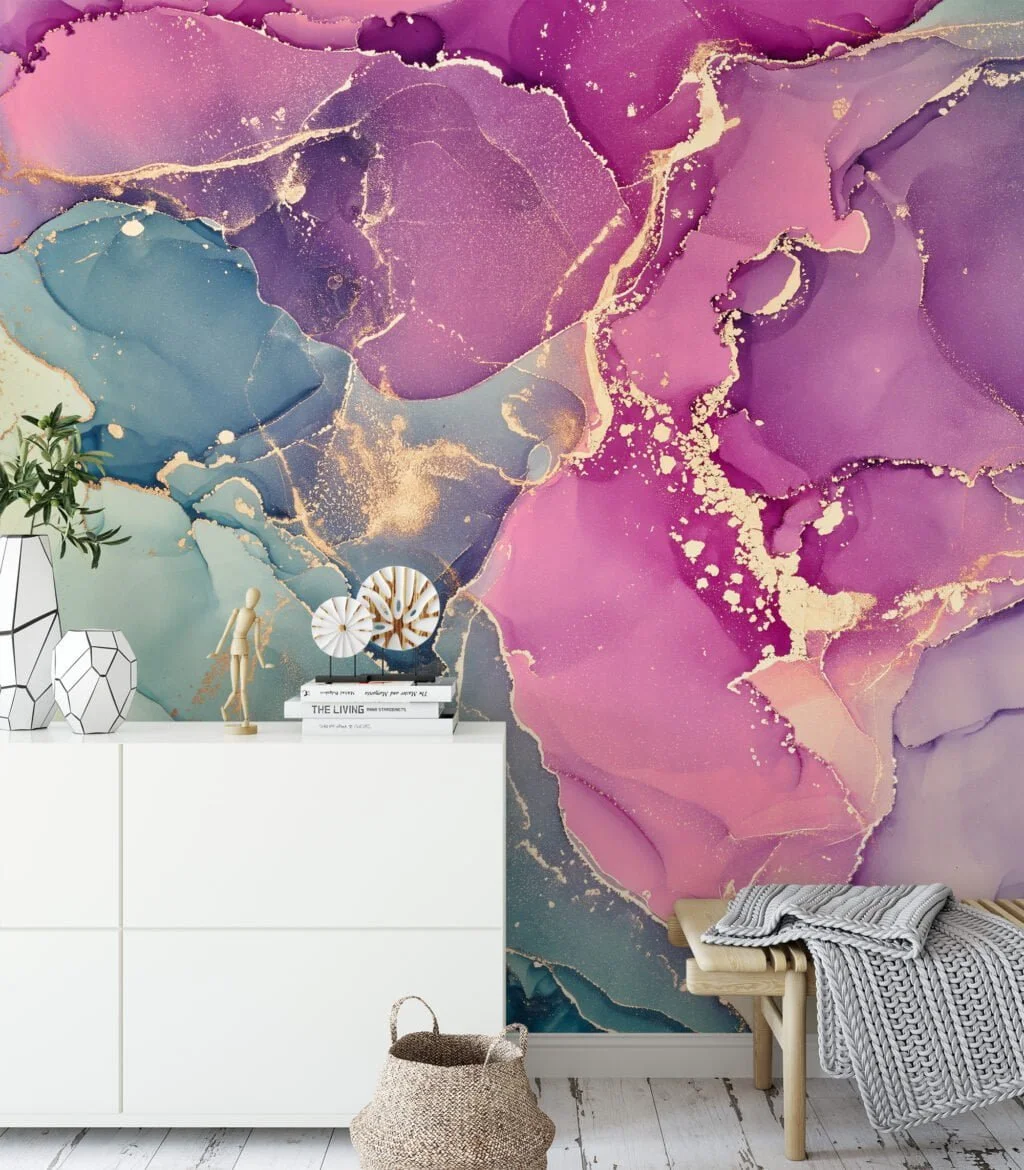 Vibrant and Dynamic Colorful Fluid Art Wallpaper for an Eye-Catching and Energetic Home Decor