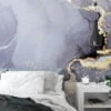 Sophisticated Grey and Gold Ink Art Wallpaper for an Elegant and Luxurious Home Ambiance