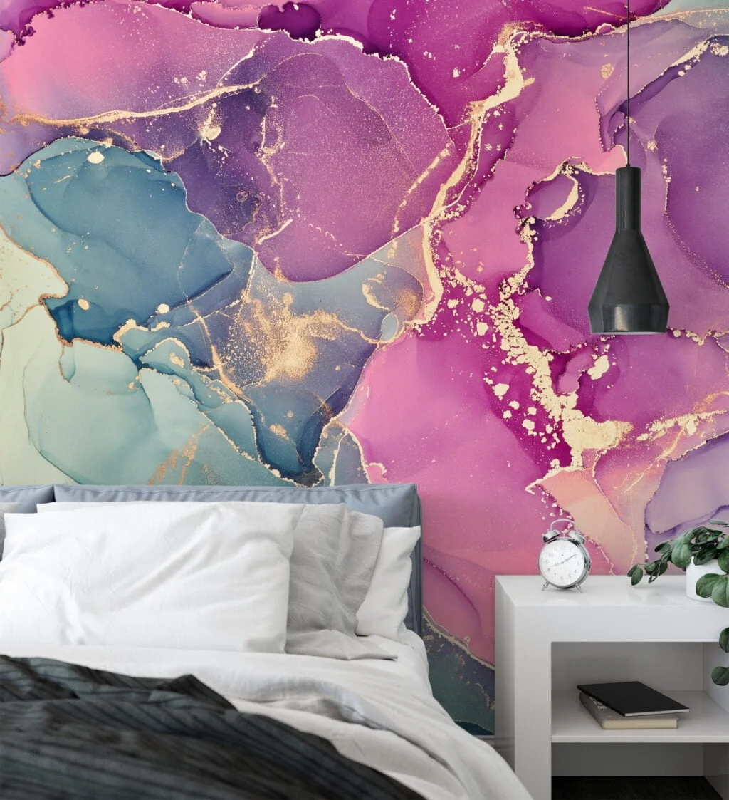 Vibrant and Dynamic Colorful Fluid Art Wallpaper for an Eye-Catching and Energetic Home Decor