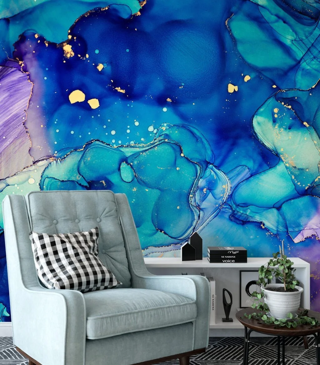 Indulge in the captivating beauty of our Abstract Colorful Marble Effect Wallpaper