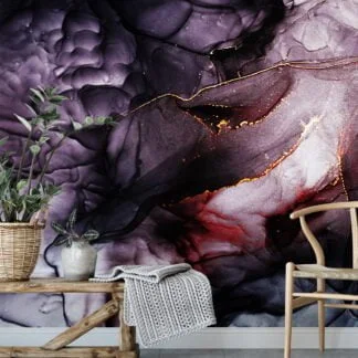 Mysterious and Intense Dark Colored Alcohol Ink Art Wallpaper for a Dramatic and Contemporary Home Decor
