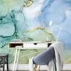 Refreshing Green, Blue, and Yellow Marble Texture Wallpaper for a Vibrant and Modern Home Decor