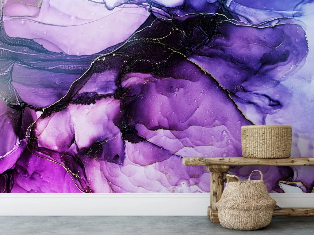 Ethereal and Enchanting Shades of Purple Alcohol Ink Art Wallpaper for a Mesmerizing and Artistic Home Ambience