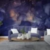 Transform your space with the enchanting allure of our Dreamy Dark Purple Ink Art Wallpaper