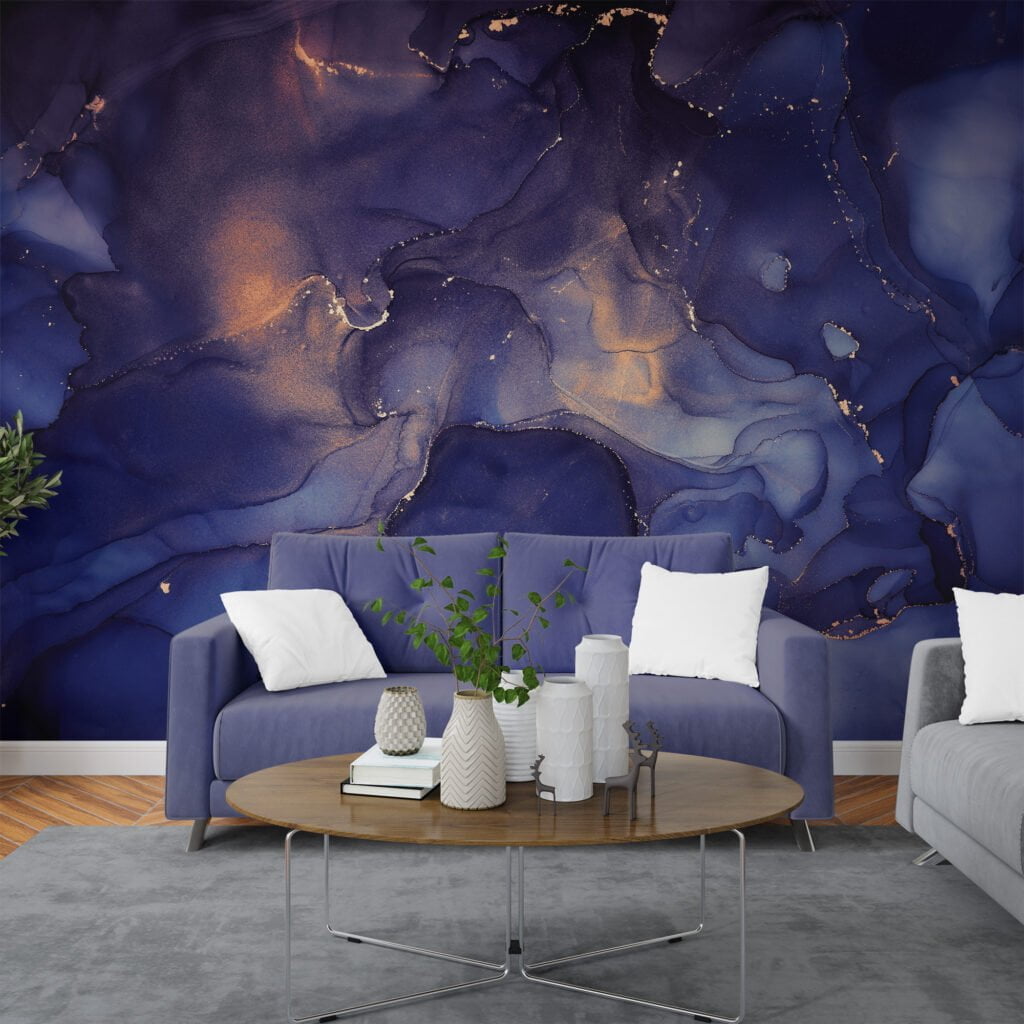 Transform your space with the enchanting allure of our Dreamy Dark Purple Ink Art Wallpaper