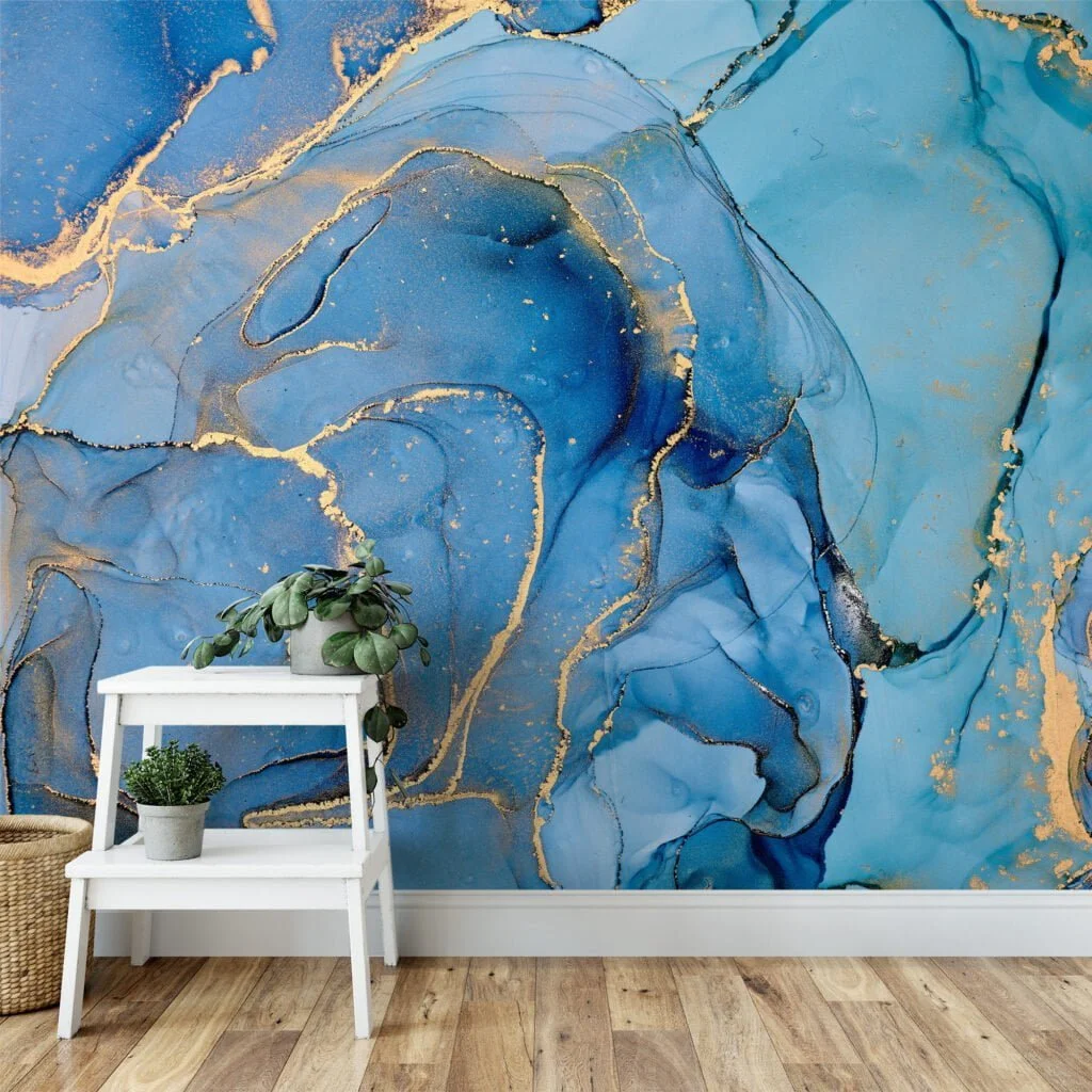 Exquisite Luxury Blue Marble Effect Wallpaper for a Sophisticated and Elegant Home Decor