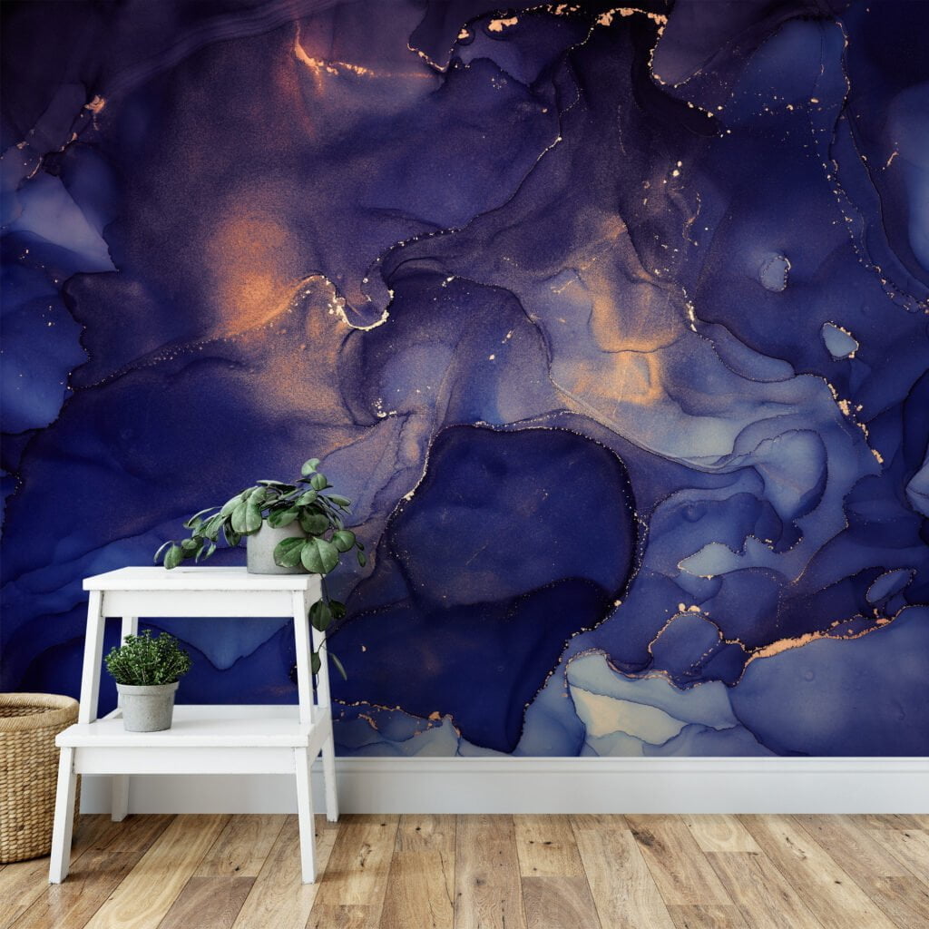 Transform your space with the enchanting allure of our Dreamy Dark Purple Ink Art Wallpaper