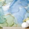 Refreshing Green, Blue, and Yellow Marble Texture Wallpaper for a Vibrant and Modern Home Decor