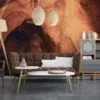 Cozy and Inviting Warm-Toned Stone Effect Marble Wallpaper for a Rustic and Elegant Home Decor
