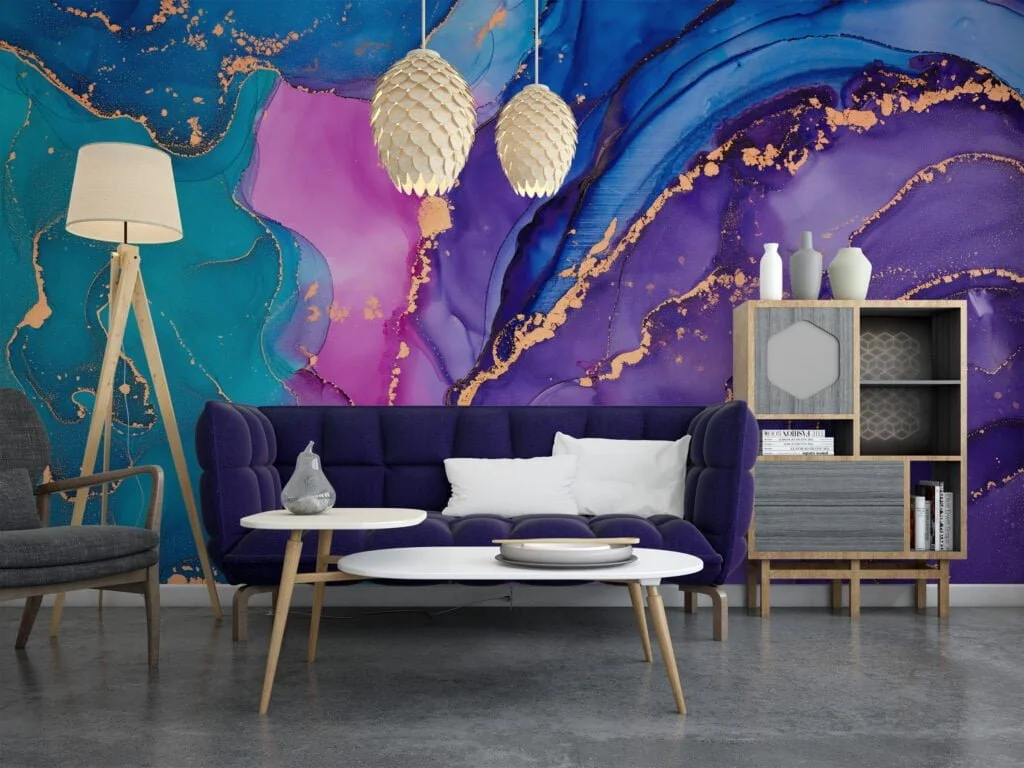 Indulge in the vibrant and captivating beauty of our Colorful Ink Painting Wallpaper