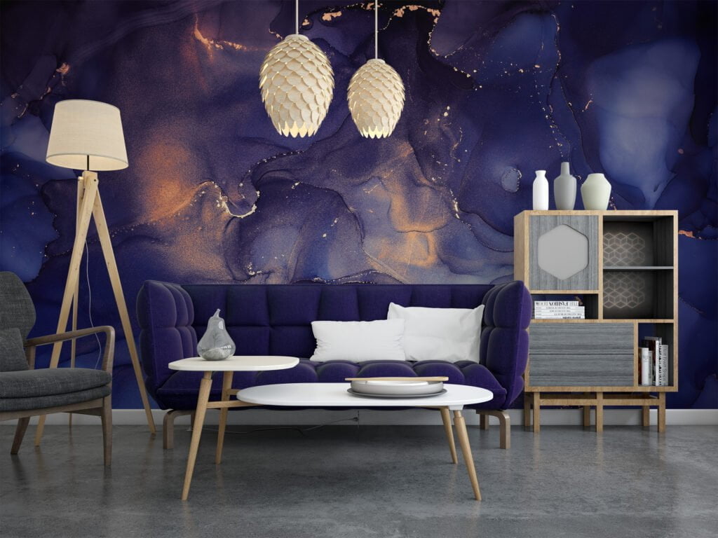 Transform your space with the enchanting allure of our Dreamy Dark Purple Ink Art Wallpaper