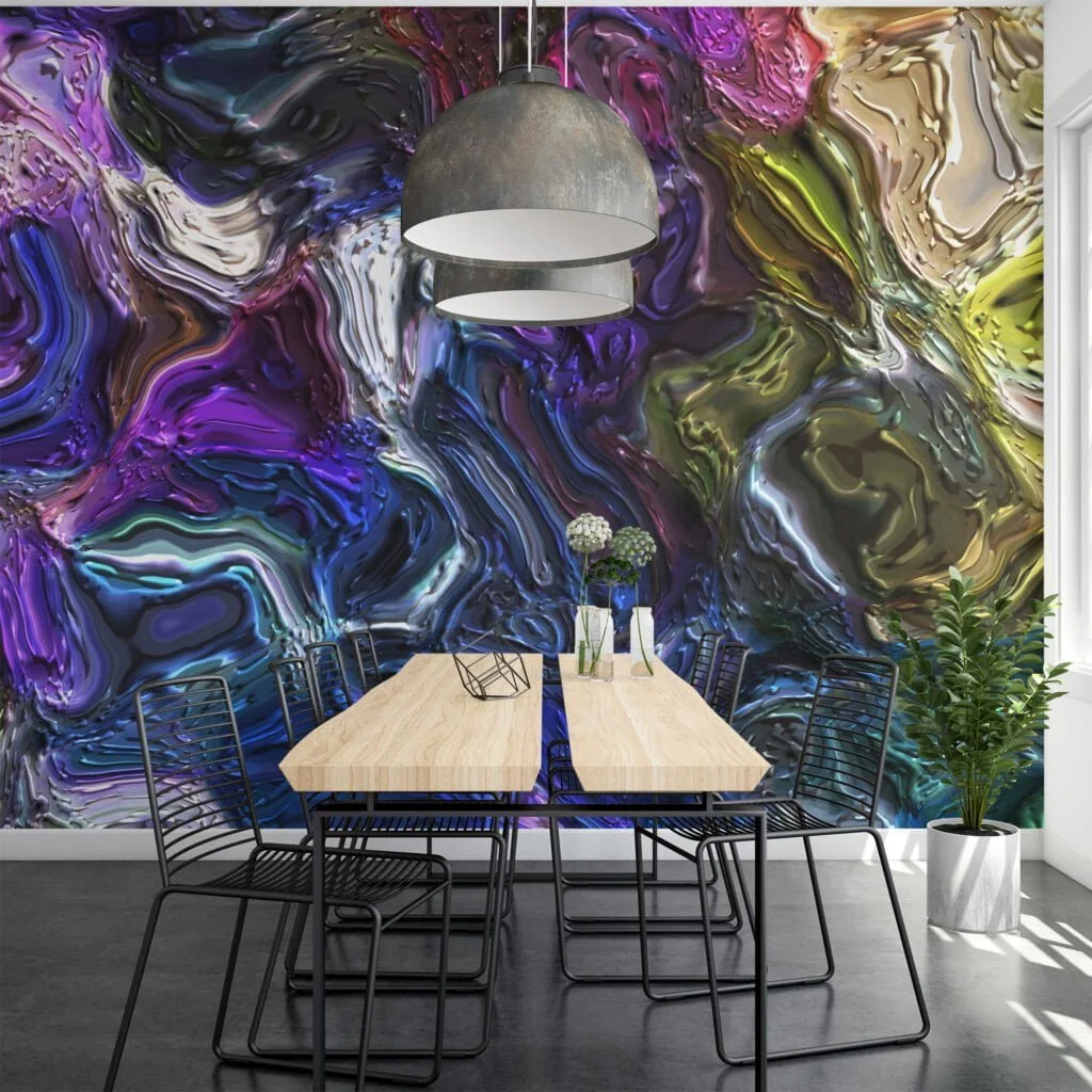 Dynamic and Expressive Abstract Colorful Illustration Wallpaper for an Eye-Catching and Vibrant Home Ambiance