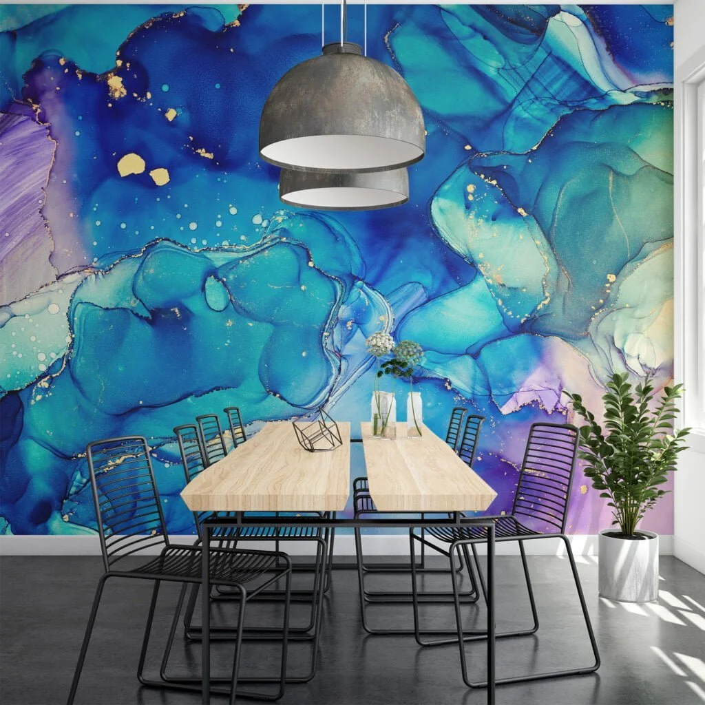 Indulge in the captivating beauty of our Abstract Colorful Marble Effect Wallpaper