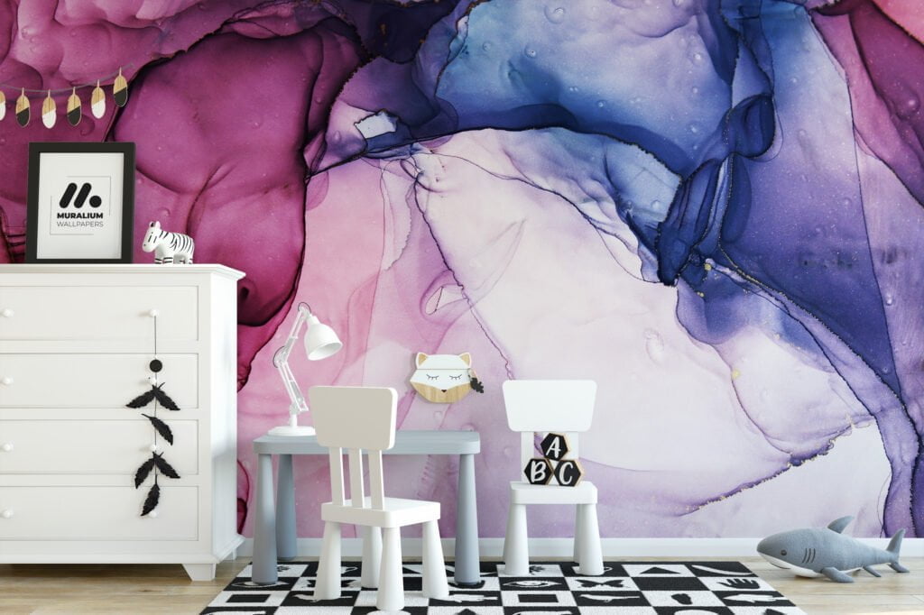 Dynamic and Expressive Mixed Colored Fluid Art Wallpaper for a Bold and Artistic Home Ambiance