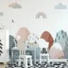 Modern Abstract Mountains Nursery Wallpaper, Peel & Stick Wallpaper, Durable Wallpaper