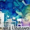 Indulge in the captivating beauty of our Abstract Colorful Marble Effect Wallpaper