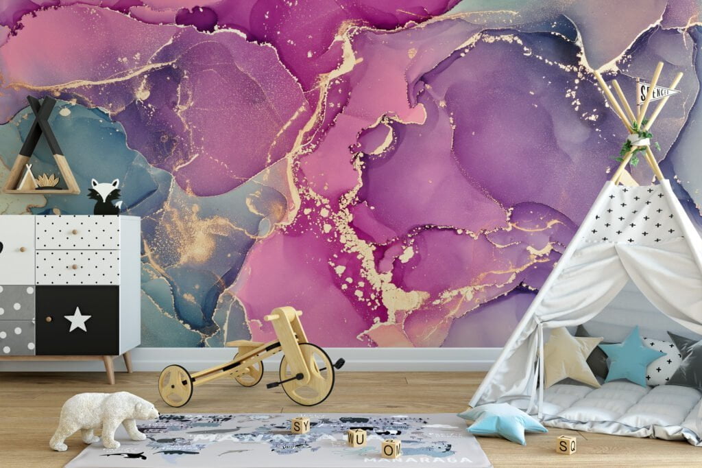 Vibrant and Dynamic Colorful Fluid Art Wallpaper for an Eye-Catching and Energetic Home Decor