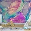 Vivid and Radiant Bright Colored Alcohol Ink Art Wallpaper for a Vibrant and Expressive Home Ambiance