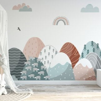 Modern Abstract Mountains Nursery Wallpaper, Peel & Stick Wallpaper, Durable Wallpaper