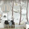 Nursery Wallpaper with Cute Trees and Koalas, Peel & Stick Wallpaper, Durable Wallpaper