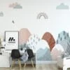 Modern Abstract Mountains Nursery Wallpaper, Peel & Stick Wallpaper, Durable Wallpaper