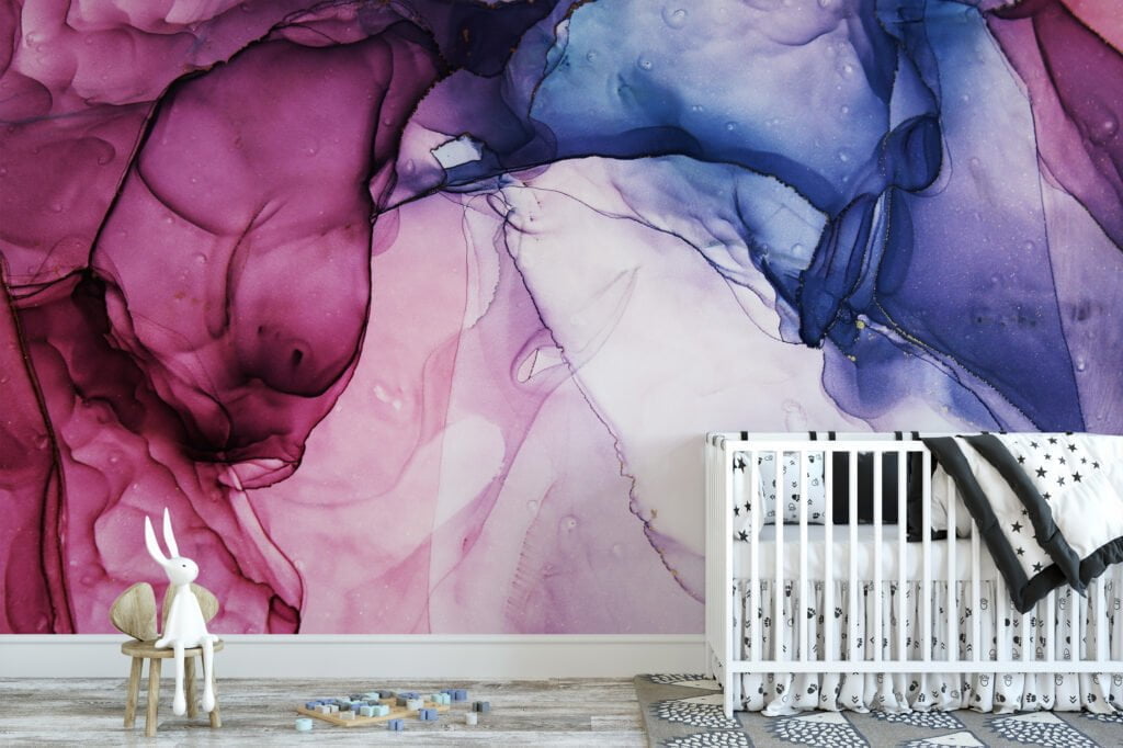 Dynamic and Expressive Mixed Colored Fluid Art Wallpaper for a Bold and Artistic Home Ambiance