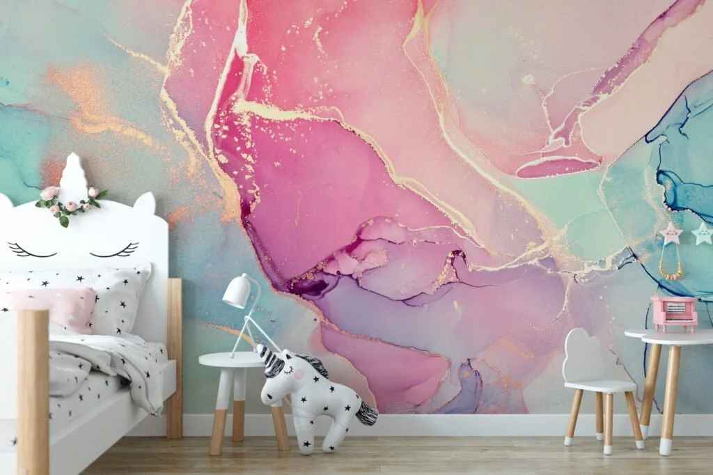 Lively and Dynamic Alcohol Ink in Water Wallpaper for a Vibrant and Artistic Home Decor