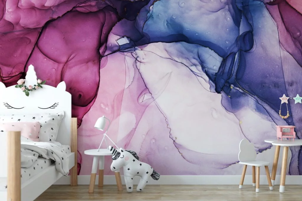 Dynamic and Expressive Mixed Colored Fluid Art Wallpaper for a Bold and Artistic Home Ambiance