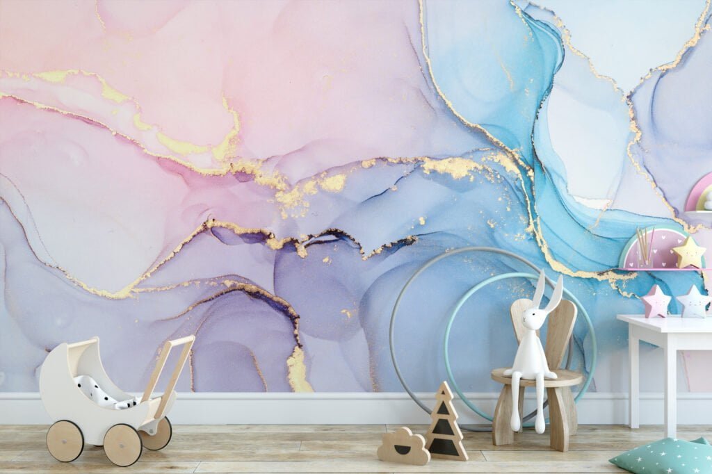 Soft and Subtle Pastel Colors Marble Texture Wallpaper for a Delicate and Elegant Home Ambiance