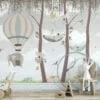 Nursery Wallpaper with Cute Trees and Koalas, Peel & Stick Wallpaper, Durable Wallpaper