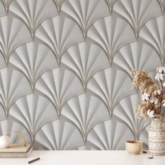 Abstract 3D Sea Shells Pattern Wallpaper, Modern and Elegant, Removable Wall Mural