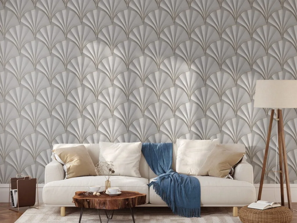 Abstract 3D Sea Shells Pattern Wallpaper, Modern and Elegant, Removable Wall Mural