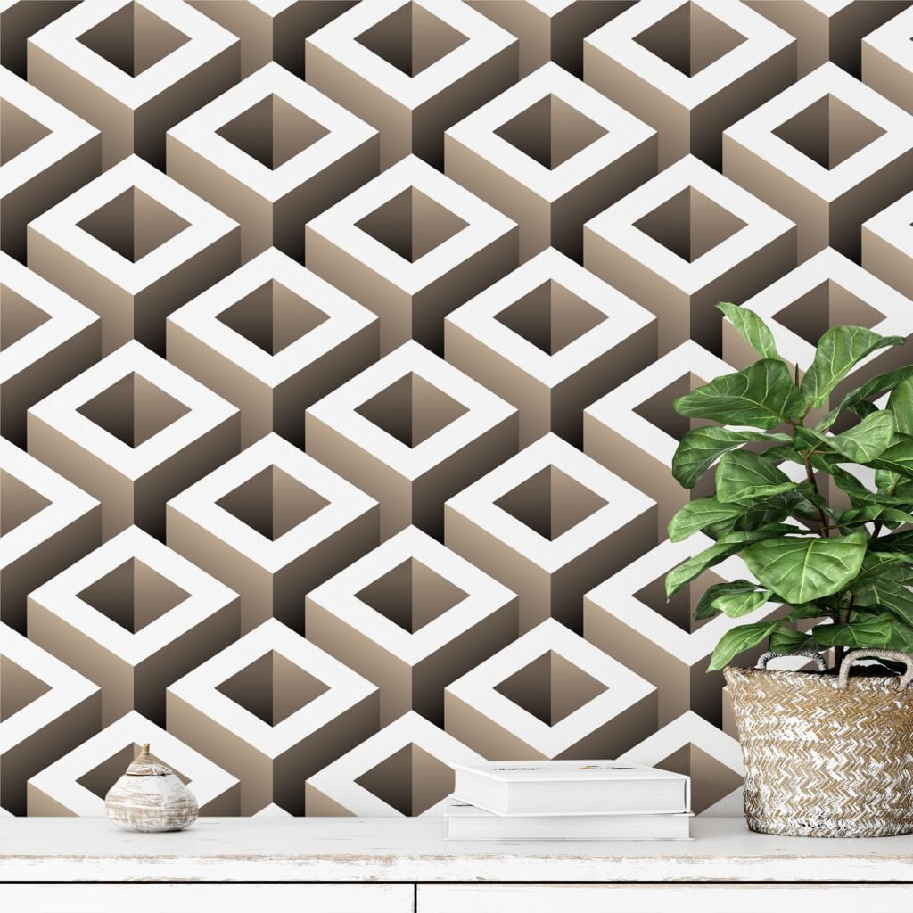 3D Wallpaper, Geometric Wallpaper, Neutral Tones Wallpaper