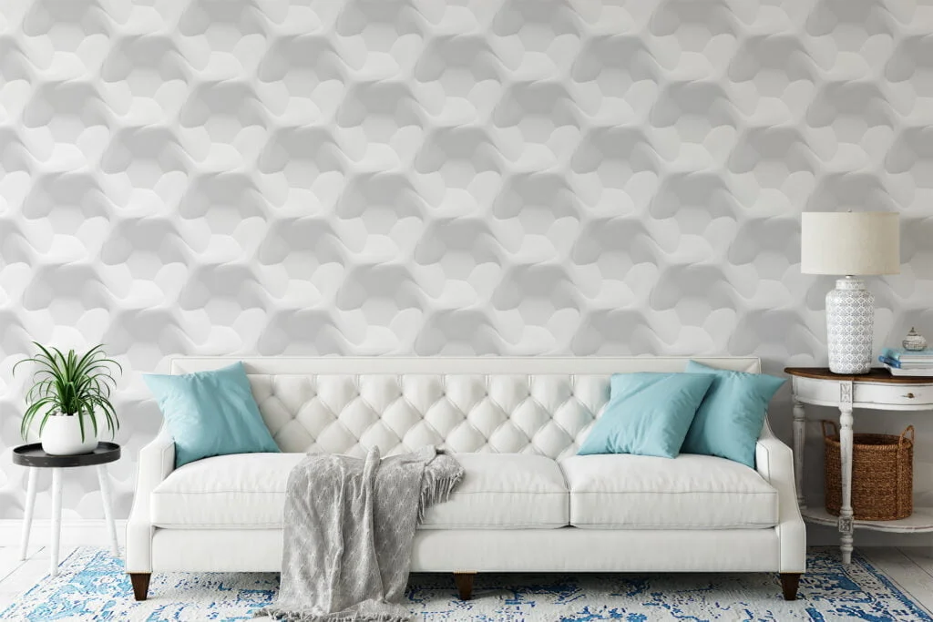 White Geometric 3D Design Wallpaper, Modern Peel & Stick Wallpaper, Removable Wall Mural