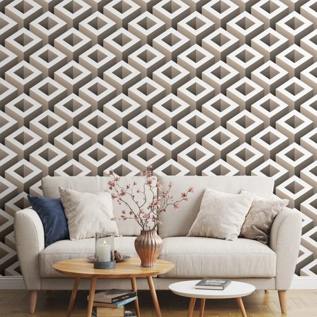 3D Wallpaper, Geometric Wallpaper, Neutral Tones Wallpaper