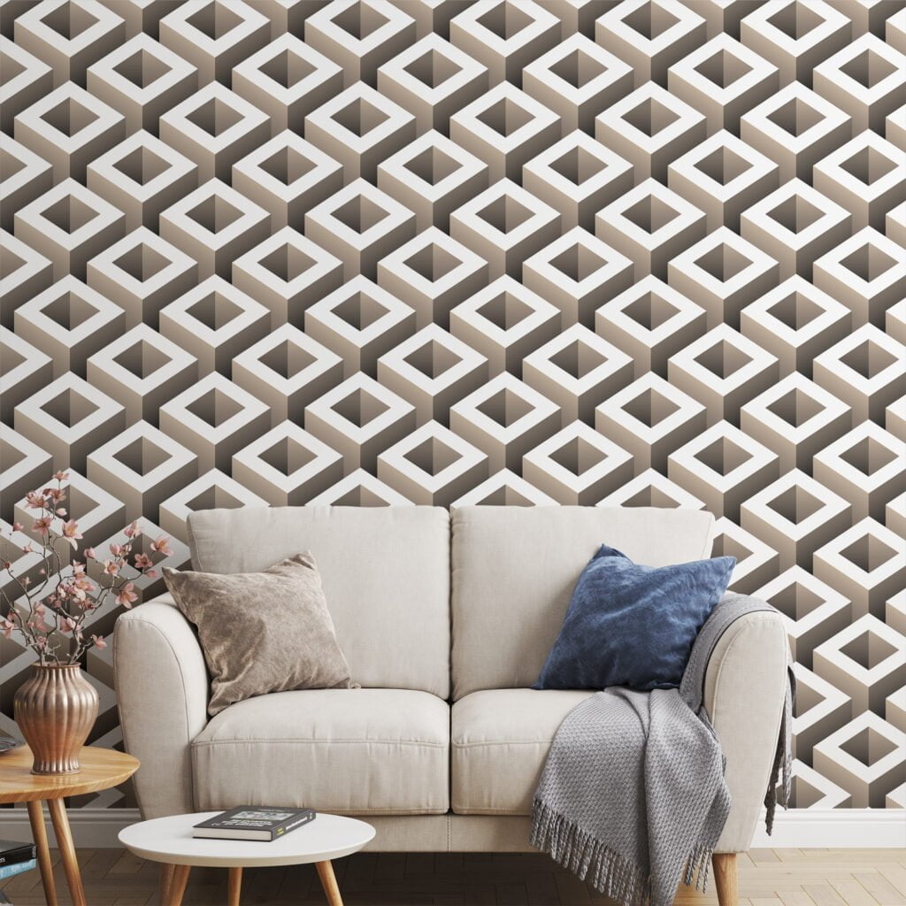 3D Wallpaper, Geometric Wallpaper, Neutral Tones Wallpaper