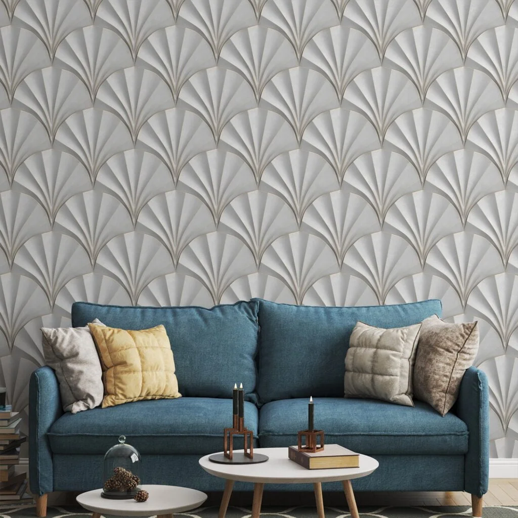 Abstract 3D Sea Shells Pattern Wallpaper, Modern and Elegant, Removable Wall Mural