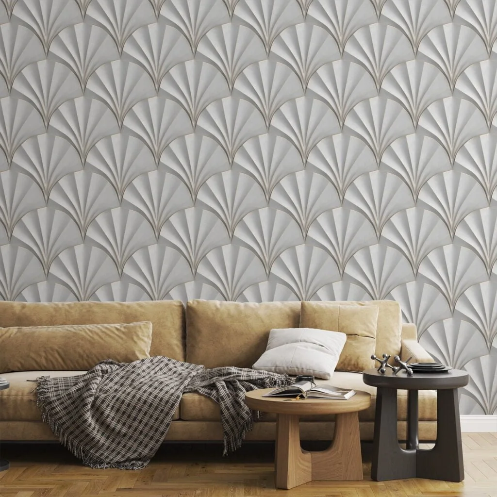 Abstract 3D Sea Shells Pattern Wallpaper, Modern and Elegant, Removable Wall Mural