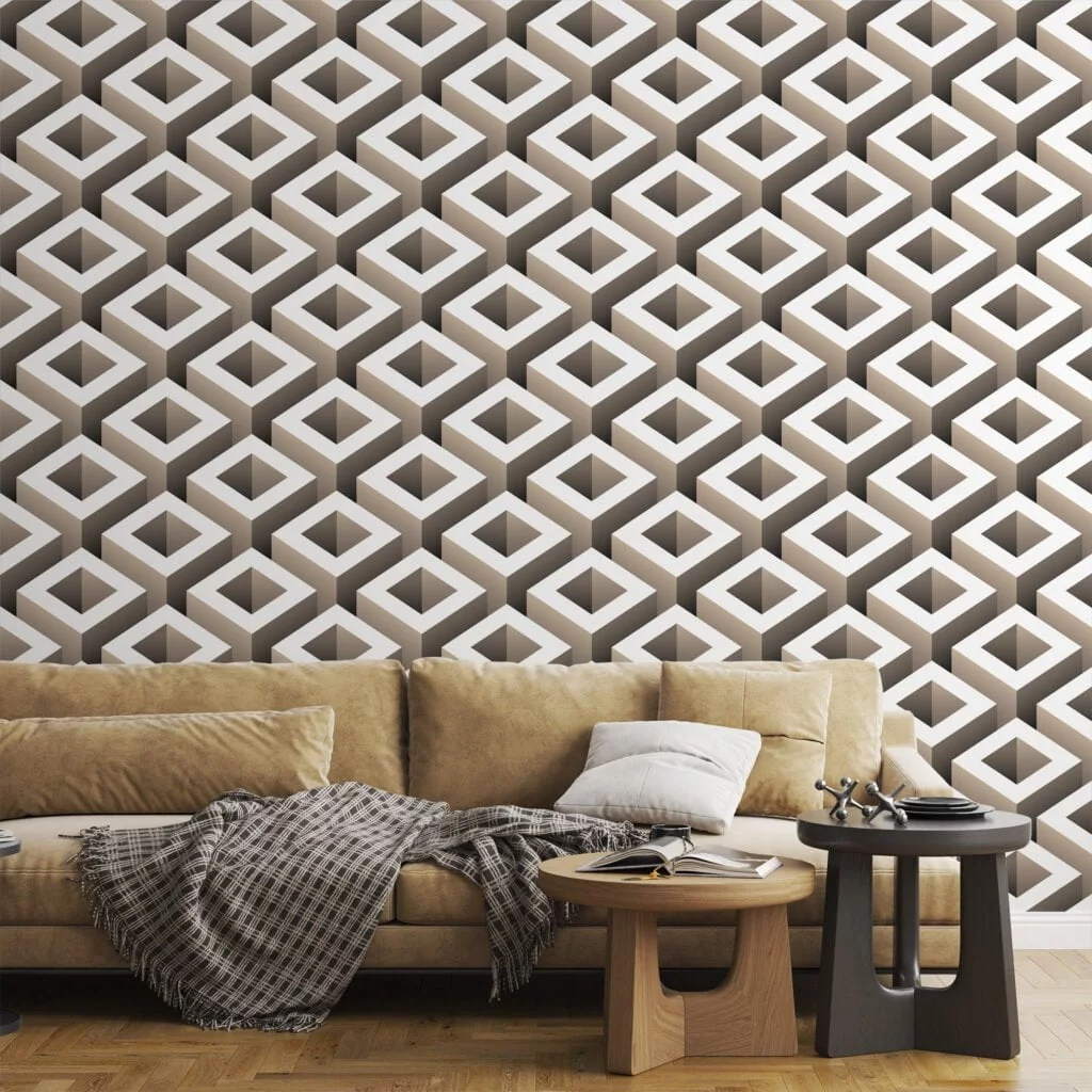 3D Wallpaper, Geometric Wallpaper, Neutral Tones Wallpaper