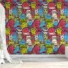 Colorful Cartoon Monsters Illustration for Kids Room Wallpaper, Vibrant Creatures Peel and Stick Wallpaper, Playful Self Adhesive Wall Mural