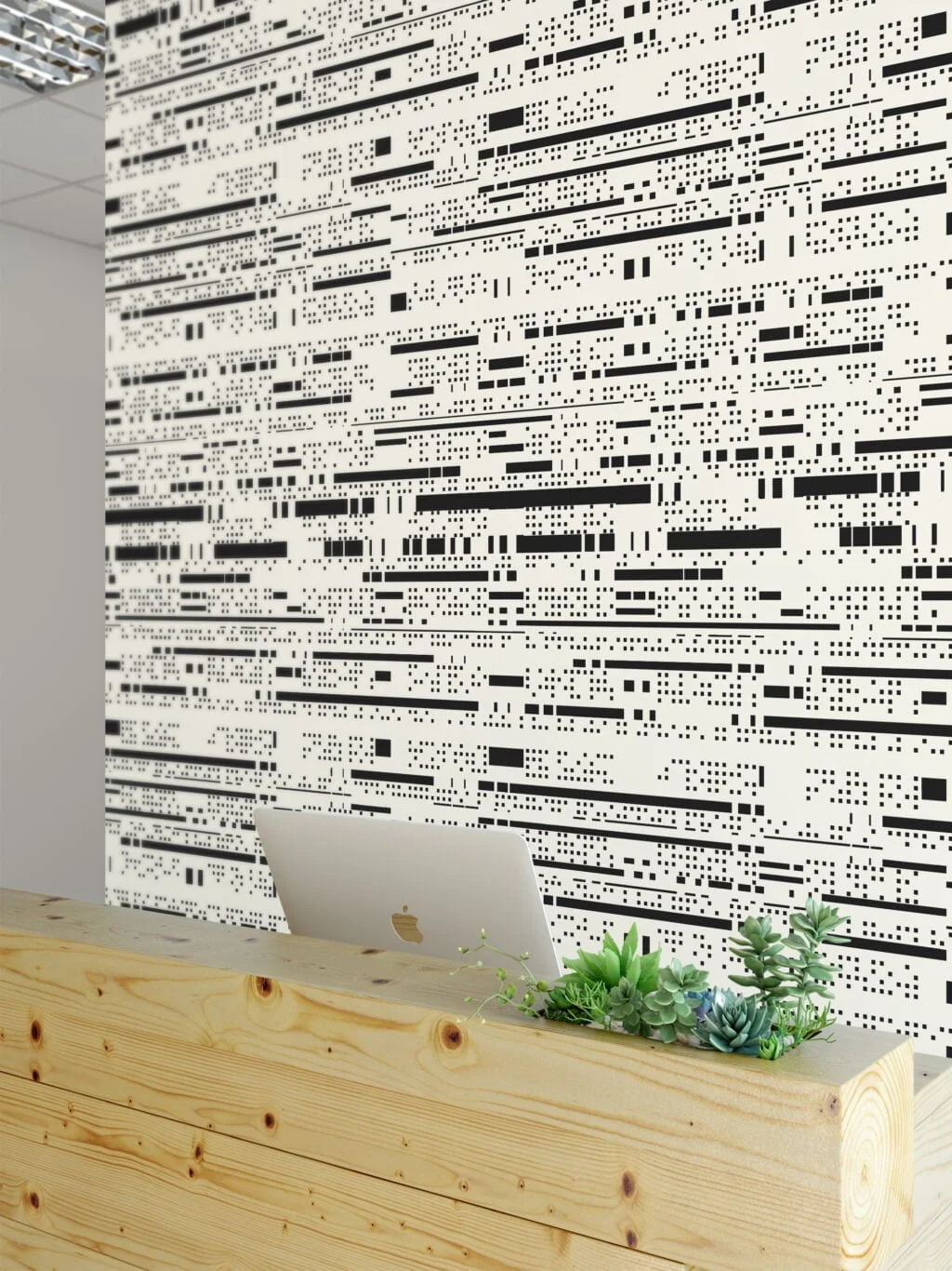 Abstract Irregular Strokes Pattern Wallpaper, Minimalistic Black & White Linear Design Wall Mural