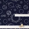 Planets And Space Line Art Design Wallpaper, Navy Cosmic Pattern Peel & Stick Wall Mural