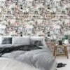 Modern Abstract Typography Wallpaper, Rusty Grunge Words Illustration Peel & Stick Wall Mural