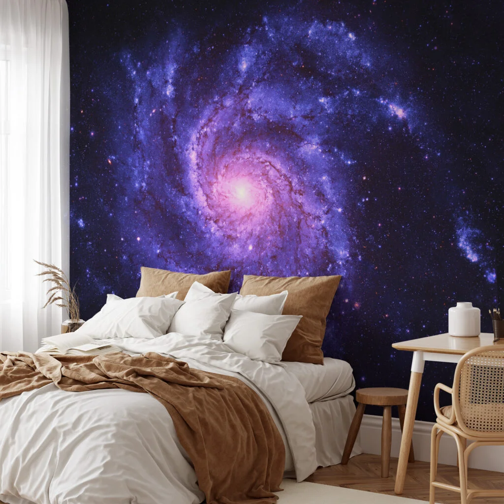 Purple Space Milky Way Wallpaper, Majestic Galaxy Spiral Peel & Stick Wall Mural