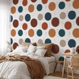 Abstract Pantone Colors Circles Design Illustration Wallpaper, Earthy Toned Circular Pattern Peel & Stick Wall Mural