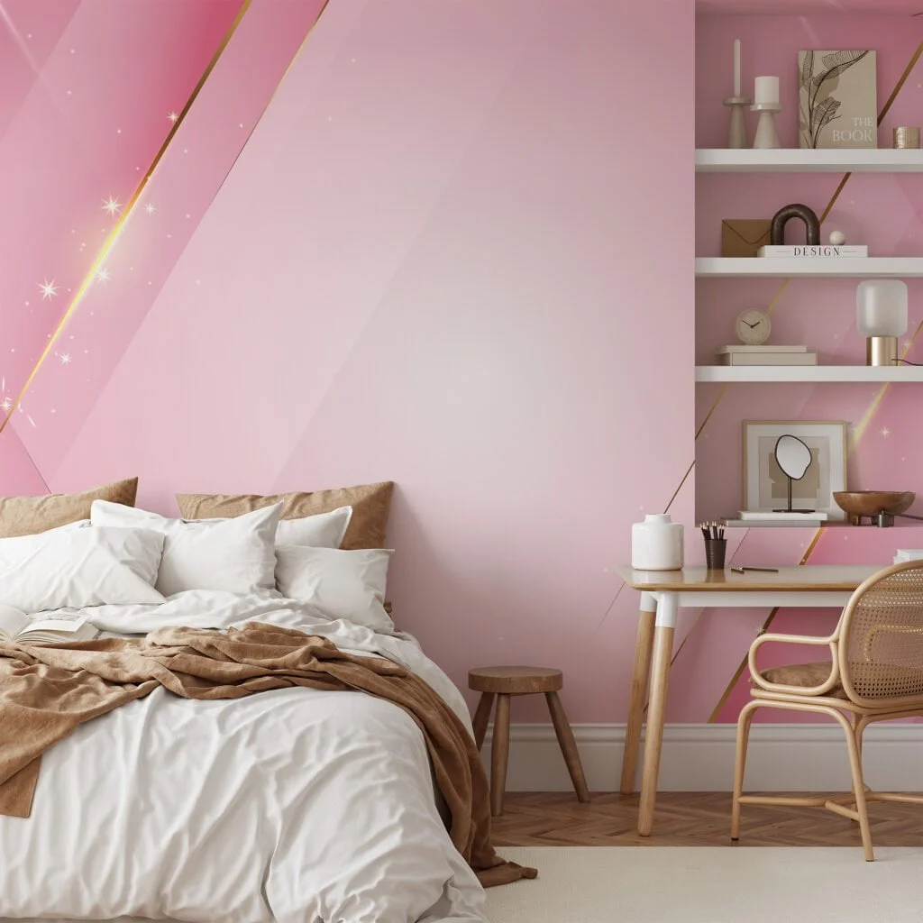 Abstract Modern Pink Shades With A Spark Wallpaper, Geometric Luxury Peel & Stick Wall Mural